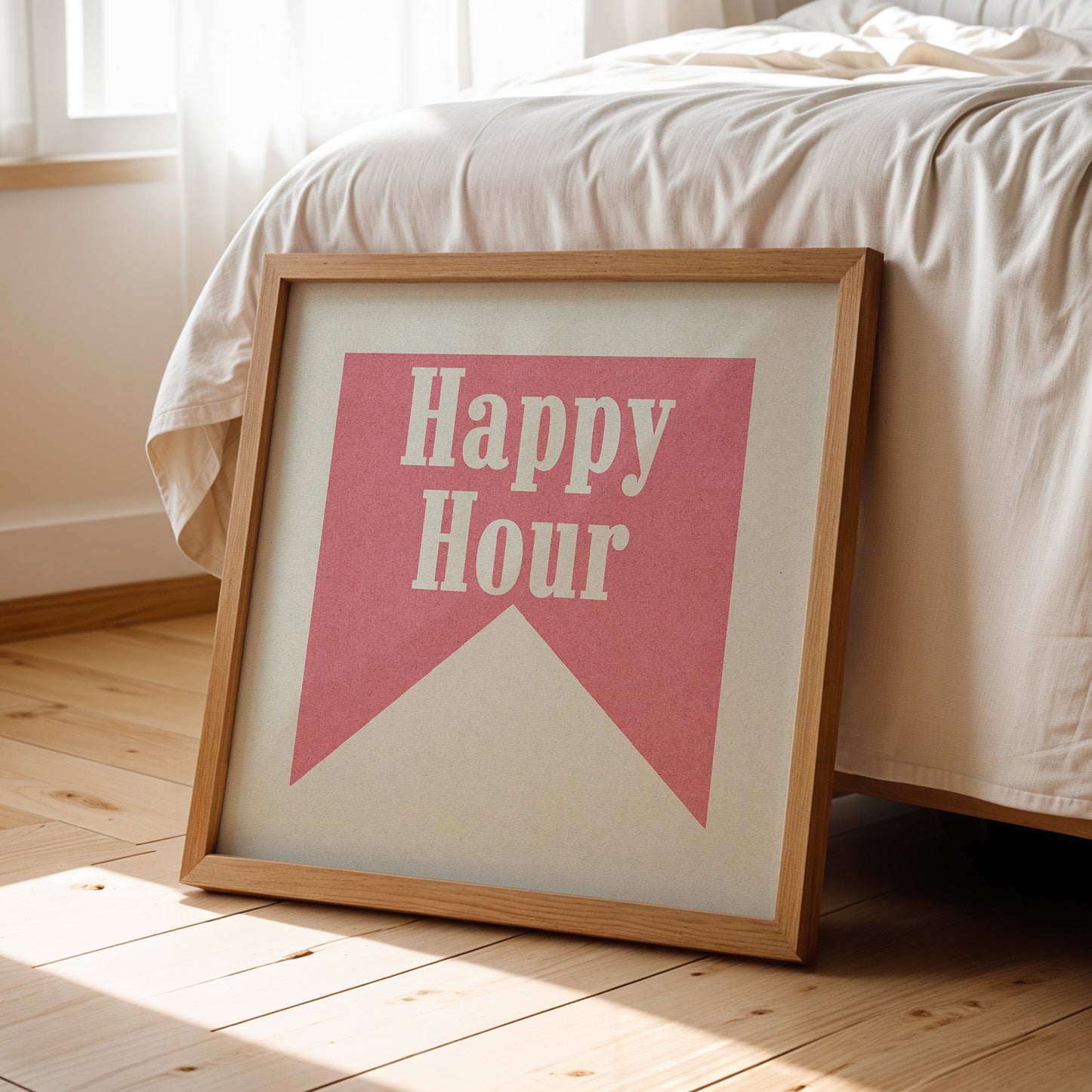 Happy Hour Pink Banner Tab Typography Square Art Print - Tejas Country Club