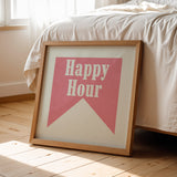 Happy Hour Pink Banner Tab Typography Square Art Print - Tejas Country Club