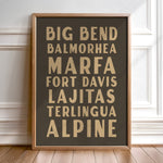 Big Bend West Texas Subway Scroll Art Print - Tejas Country Club