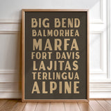 Big Bend West Texas Subway Scroll Art Print - Tejas Country Club