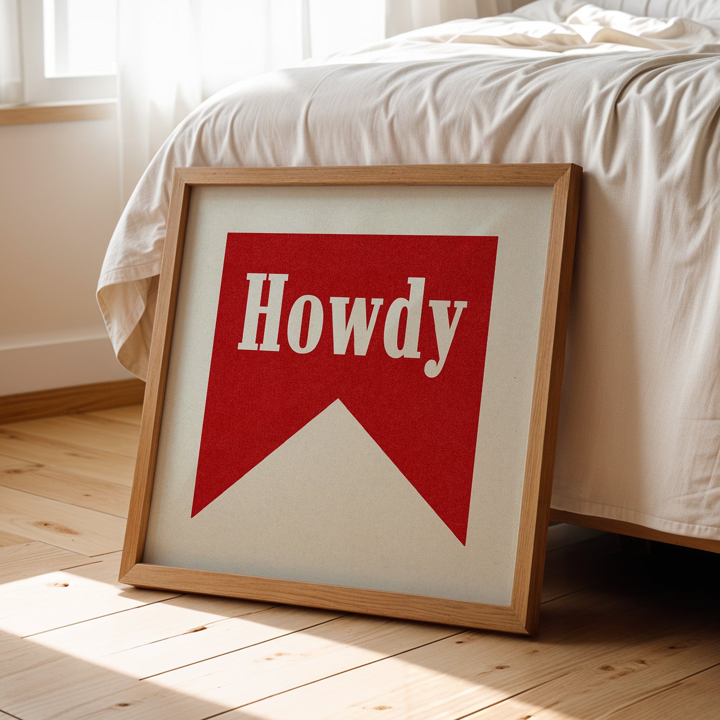 Howdy Banner Tab Typography Square Art Print - Tejas Country Club