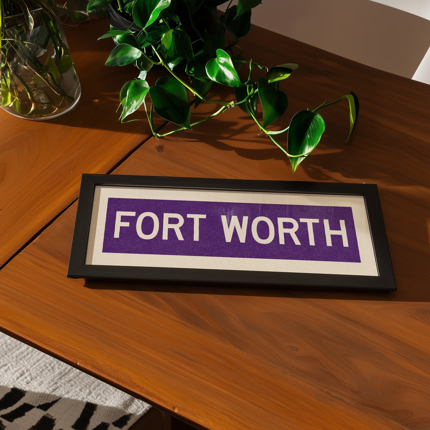 Framed Fort Worth Purple Bus Scroll