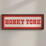 Framed HONKY TONK Sign White & Red Art Print - Tejas Country Club