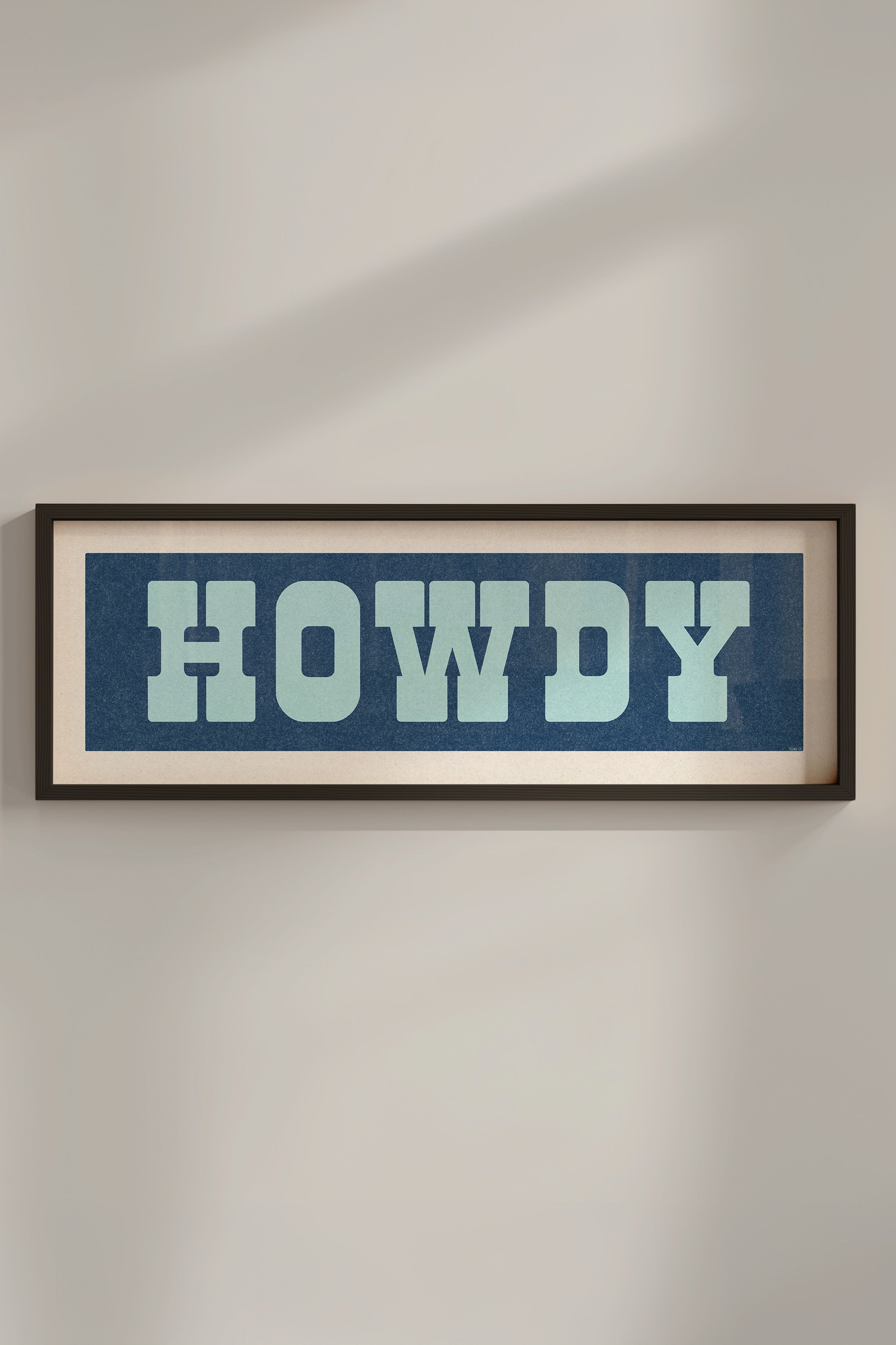 Framed HOWDY Sign Blue & Aqua Art Print - Tejas Country Club