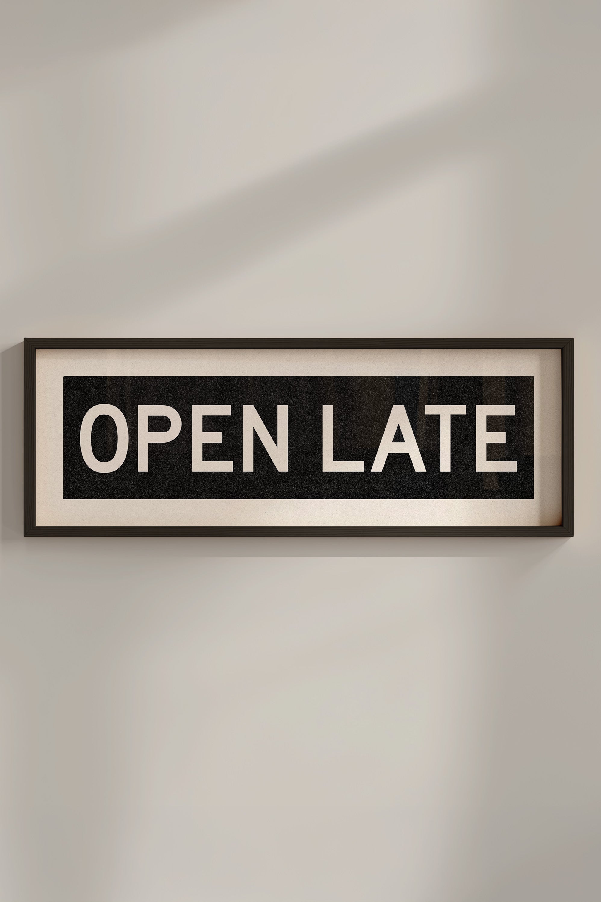 Framed Open Late Bus Scroll Sign - Tejas Country Club