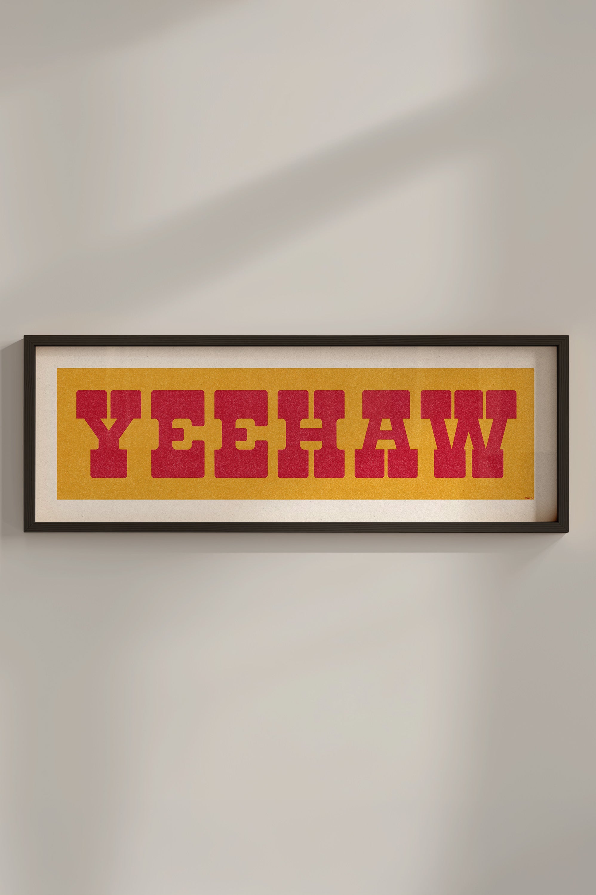 Framed YEEHAW Sign Gold & Red Art Print - Tejas Country Club