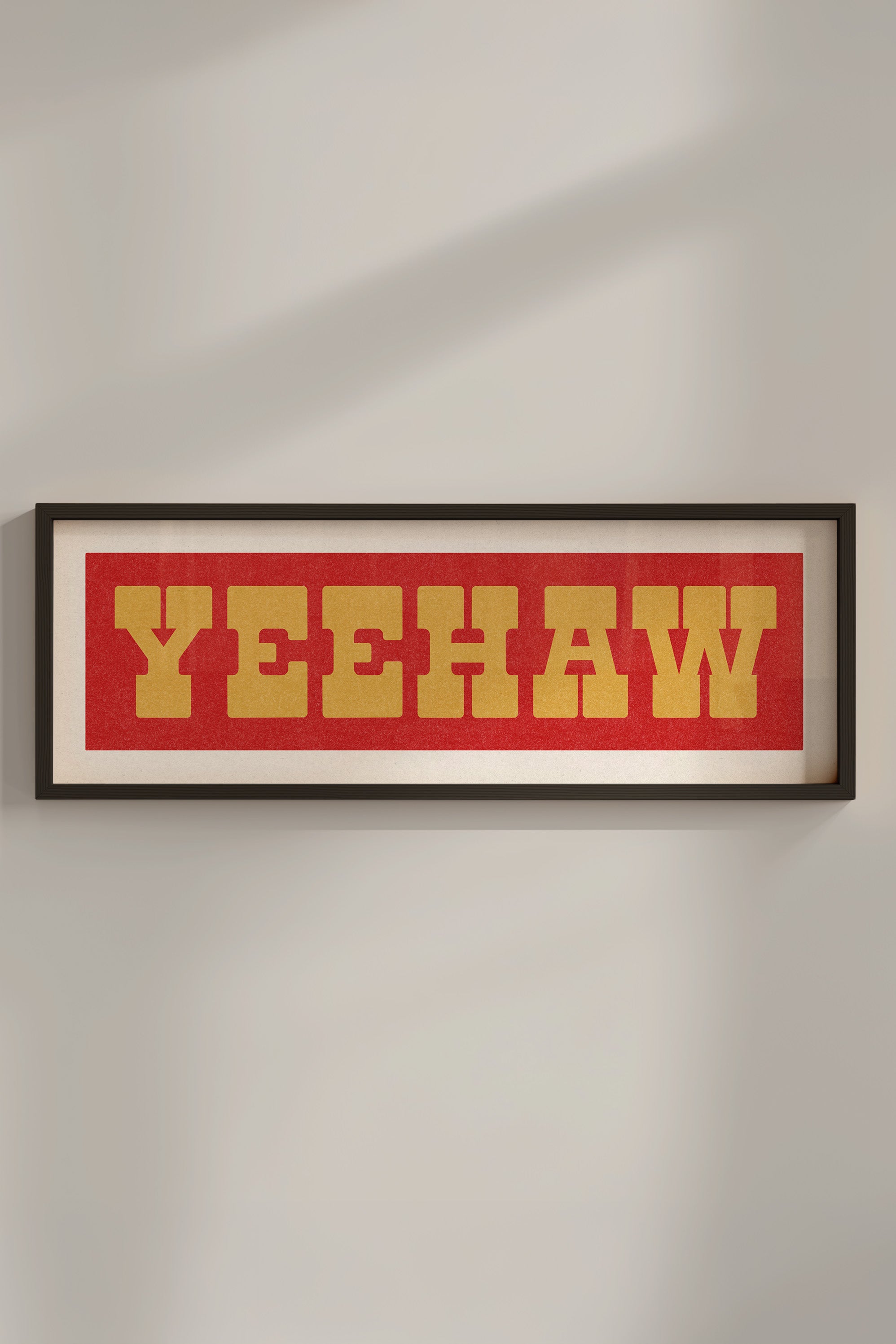 Framed YEEHAW Sign Red & Gold Art Print - Tejas Country Club