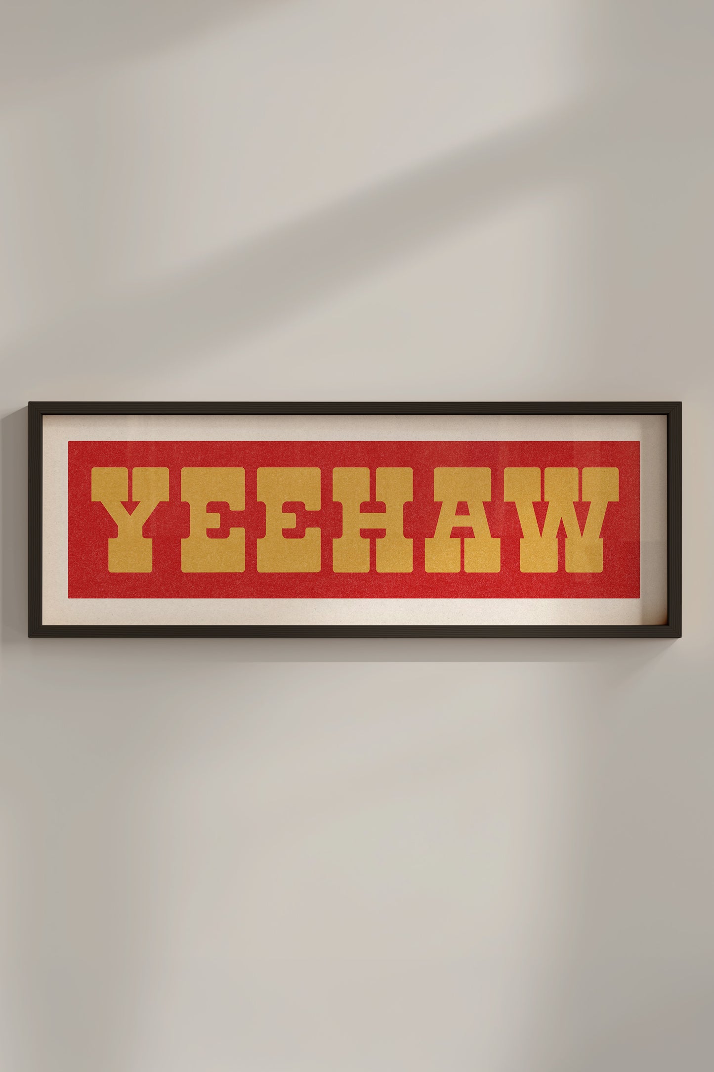 Framed YEEHAW Sign Red & Gold Art Print