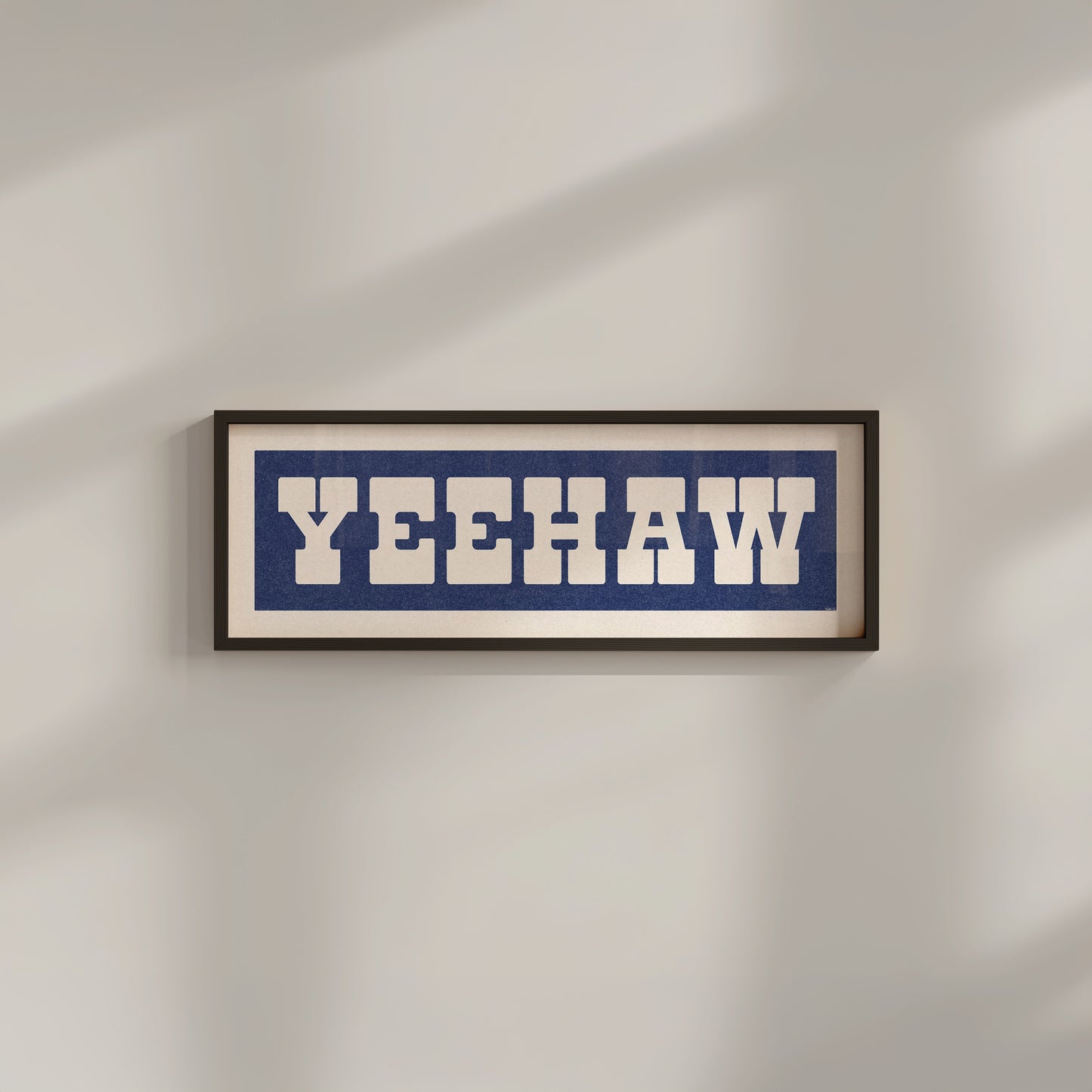 Framed YEEHAW Sign Blue & White Art Print