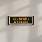 Framed COUNTRY & WESTERN Sign Black & Gold Art Print (FRAMED) - Tejas Country Club