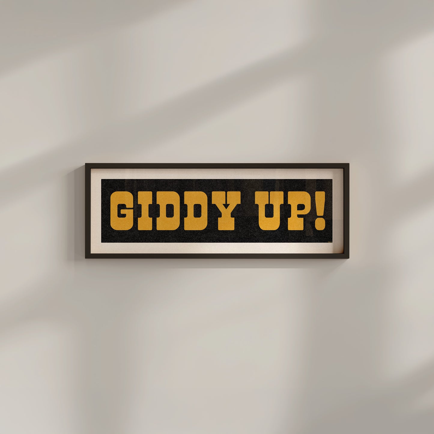 Framed GIDDY UP! Sign Black & Gold Art Print