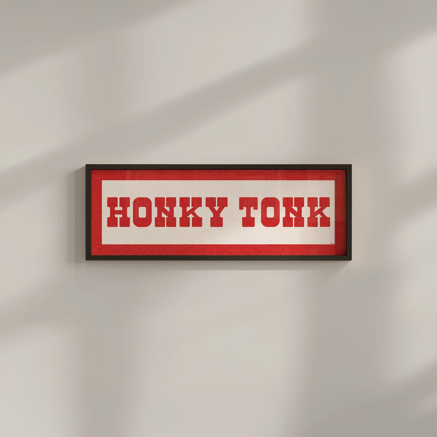 Framed HONKY TONK Sign White & Red Art Print