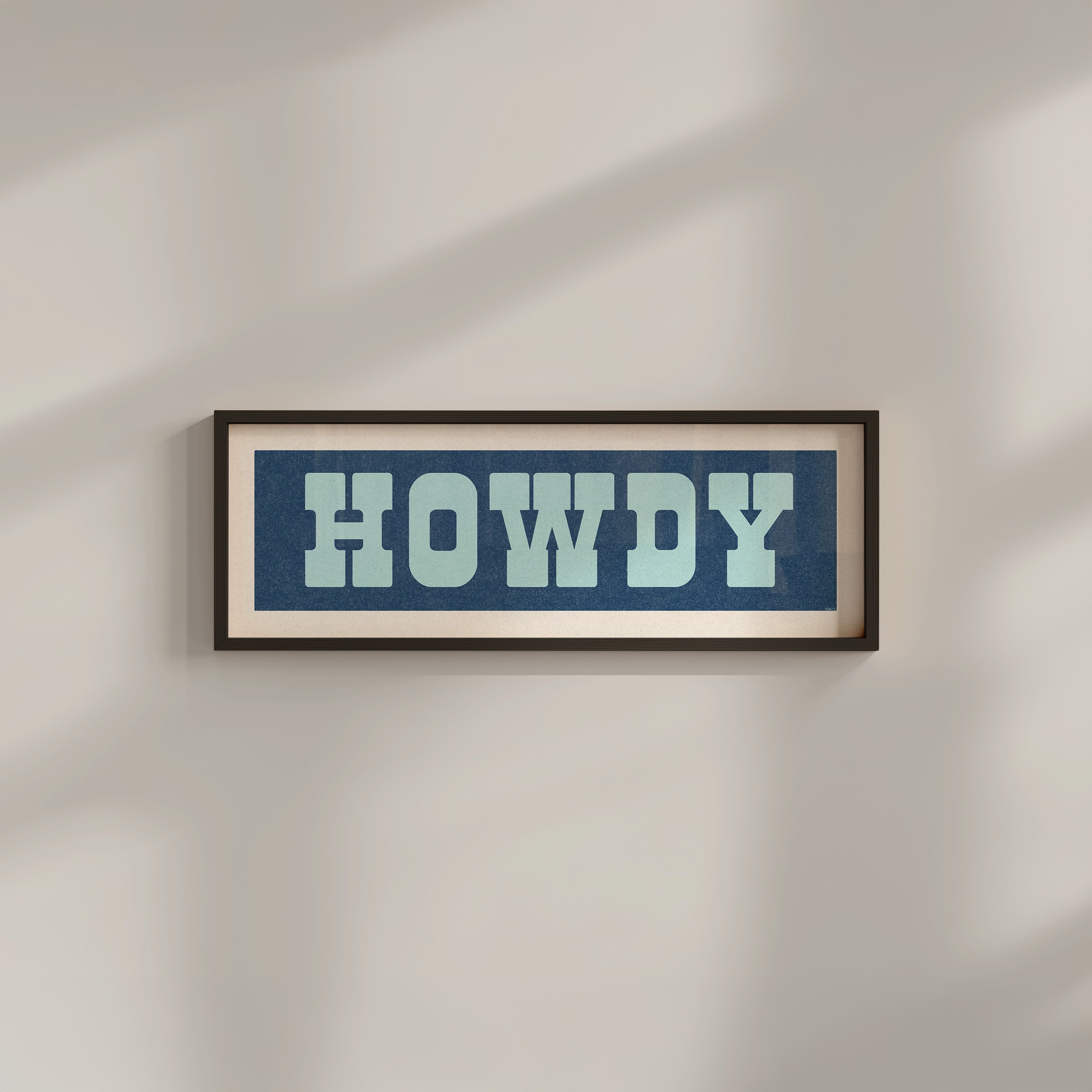 Framed HOWDY Sign Blue & Aqua Art Print - Tejas Country Club