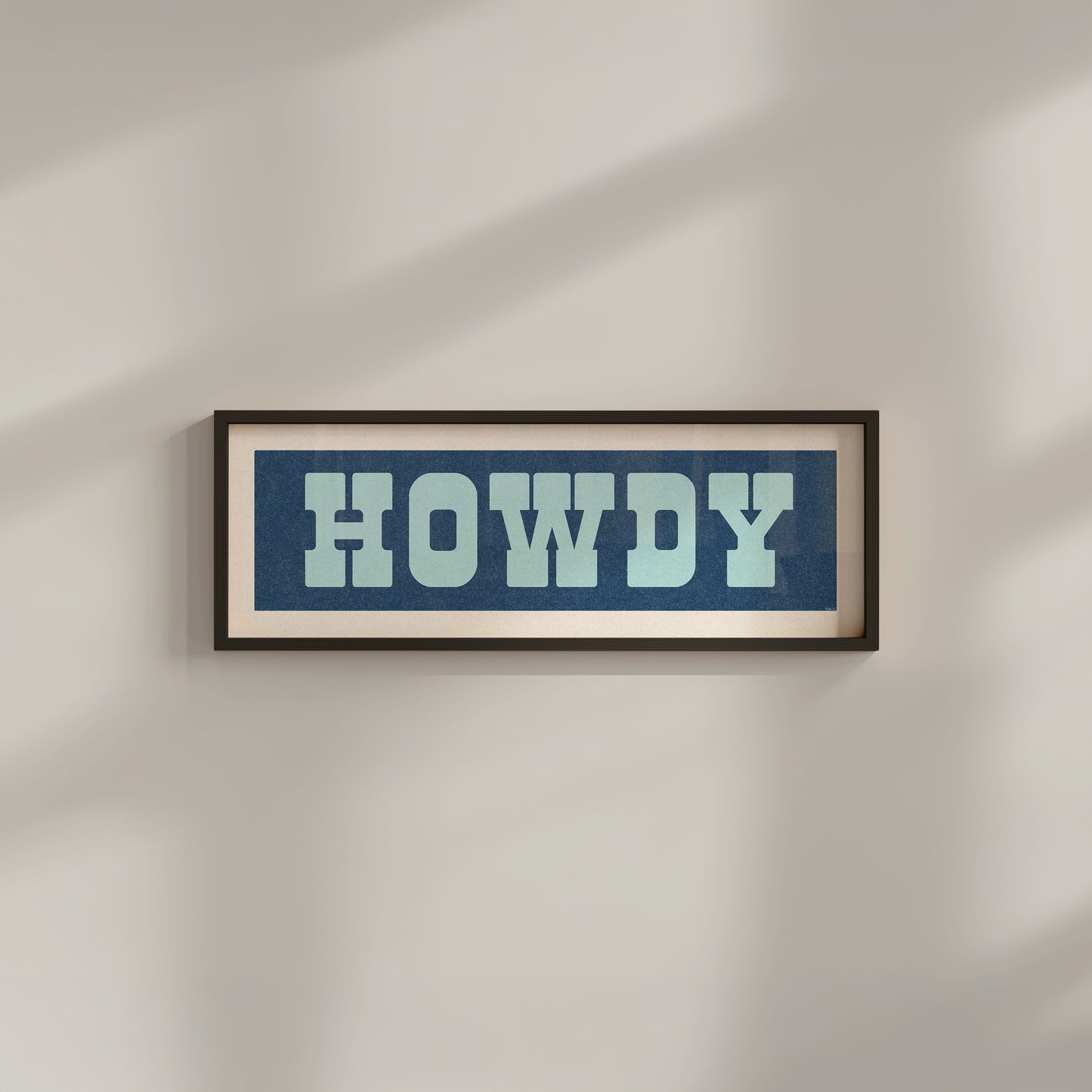 Framed HOWDY Sign Blue & Aqua Art Print