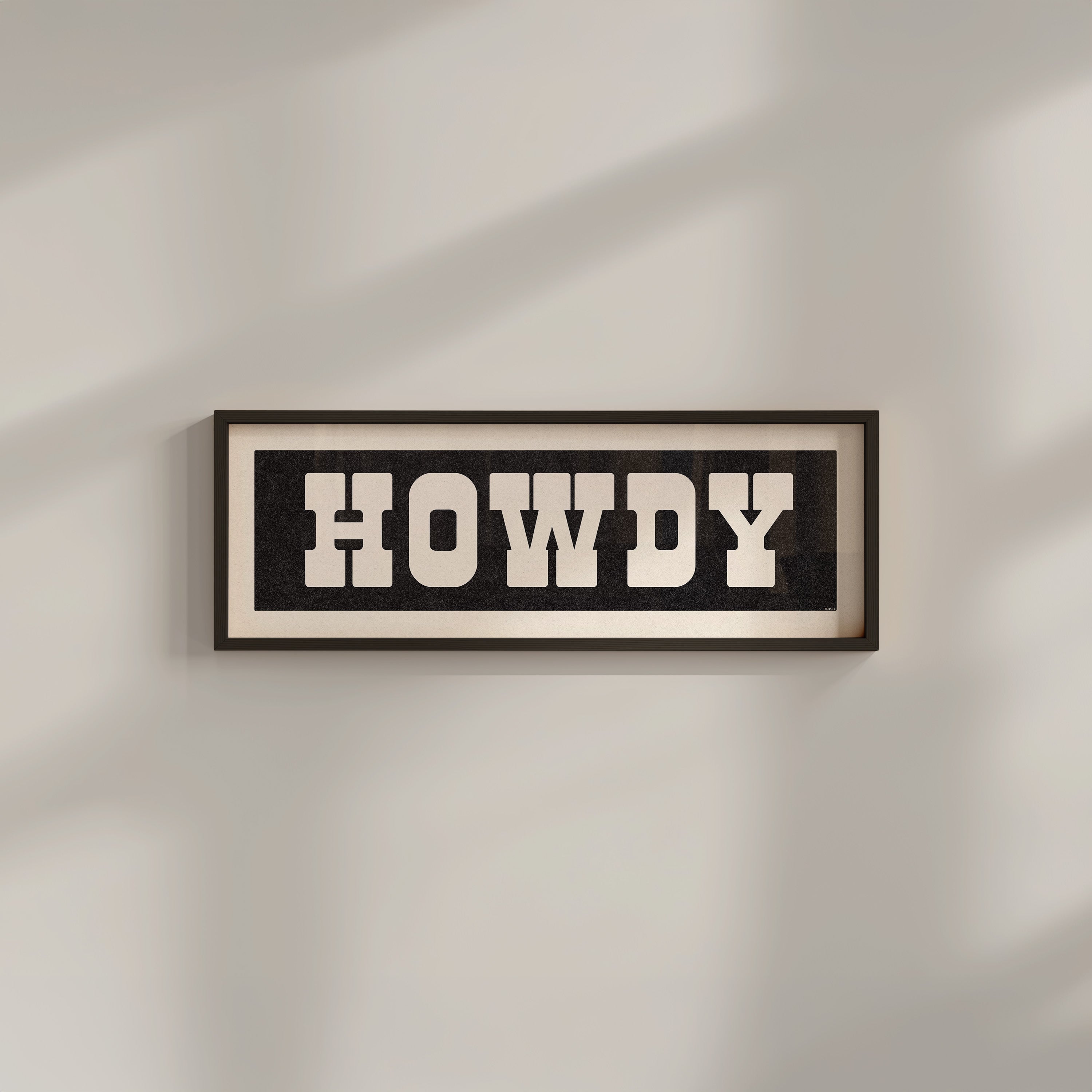 Framed HOWDY Sign Black & White Art Print - Tejas Country Club