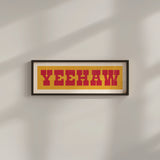 Framed YEEHAW Sign Gold & Red Art Print - Tejas Country Club