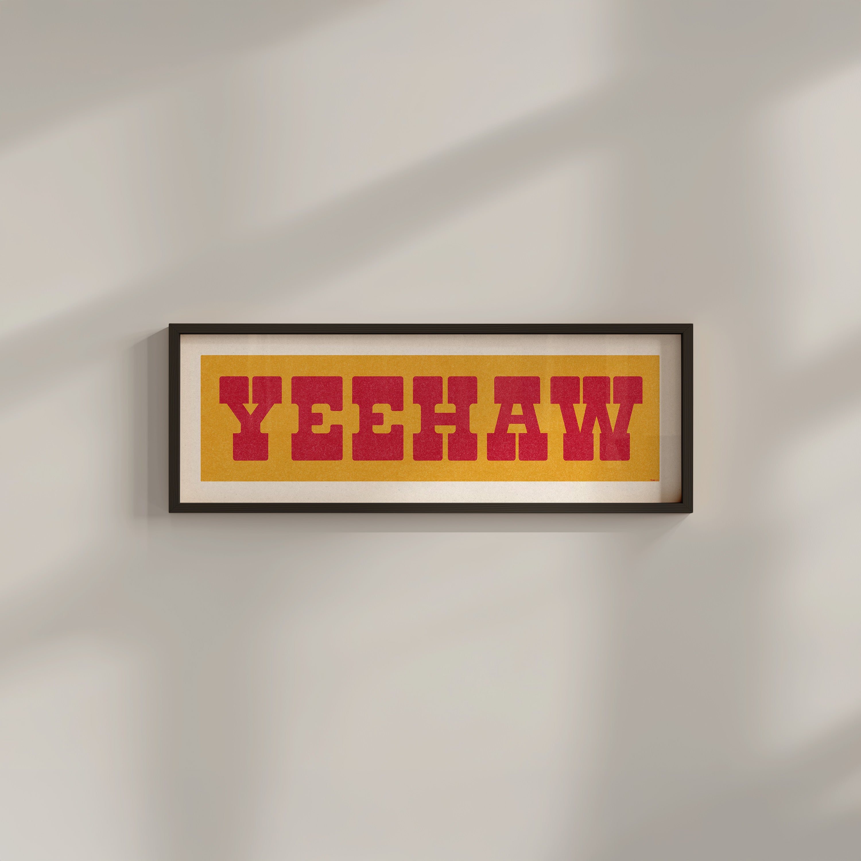 Framed YEEHAW Sign Gold & Red Art Print - Tejas Country Club