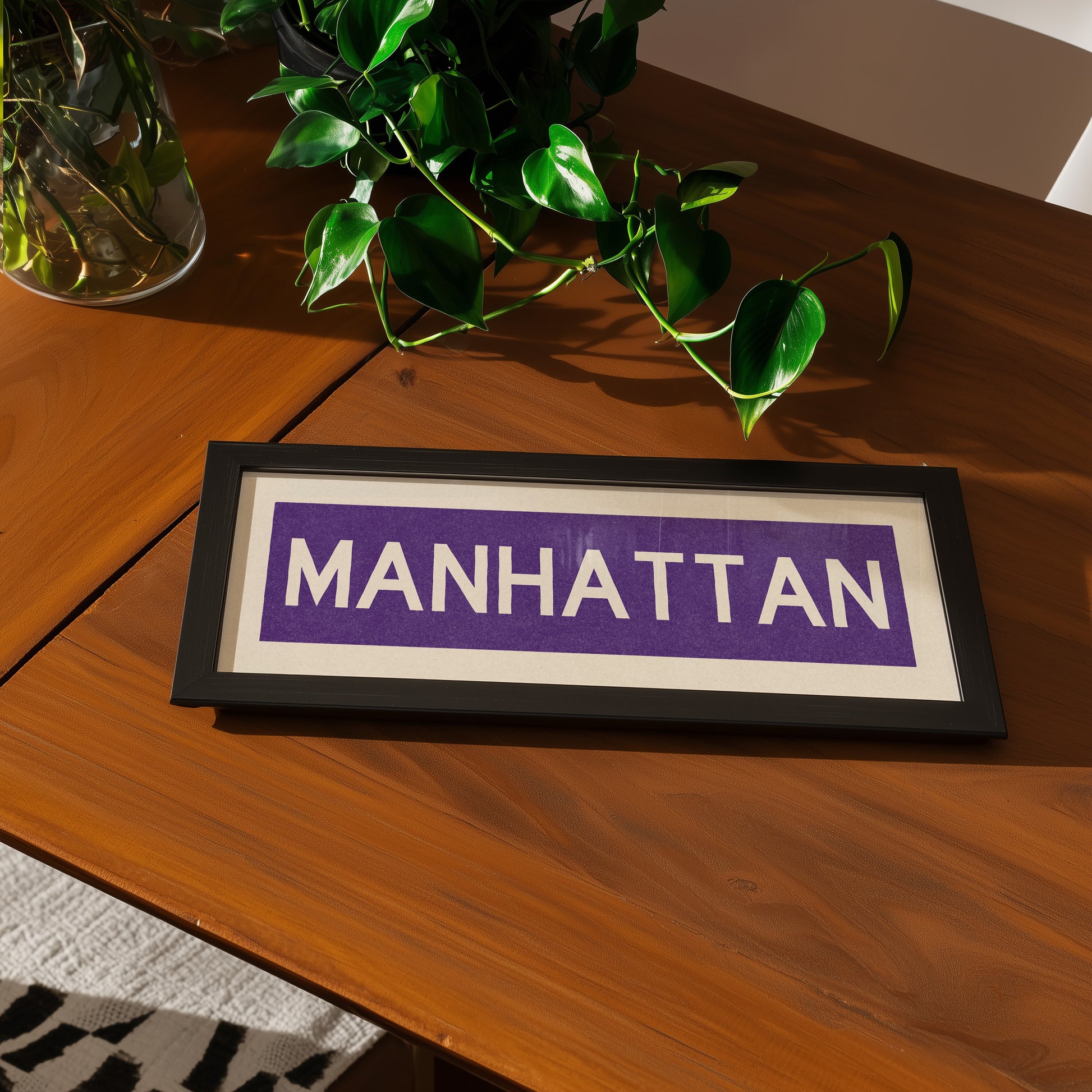 Framed Manhattan Purple Bus Scroll - Tejas Country Club