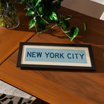 Framed New York City Columbia Blue and Navy Bus Scroll - Tejas Country Club