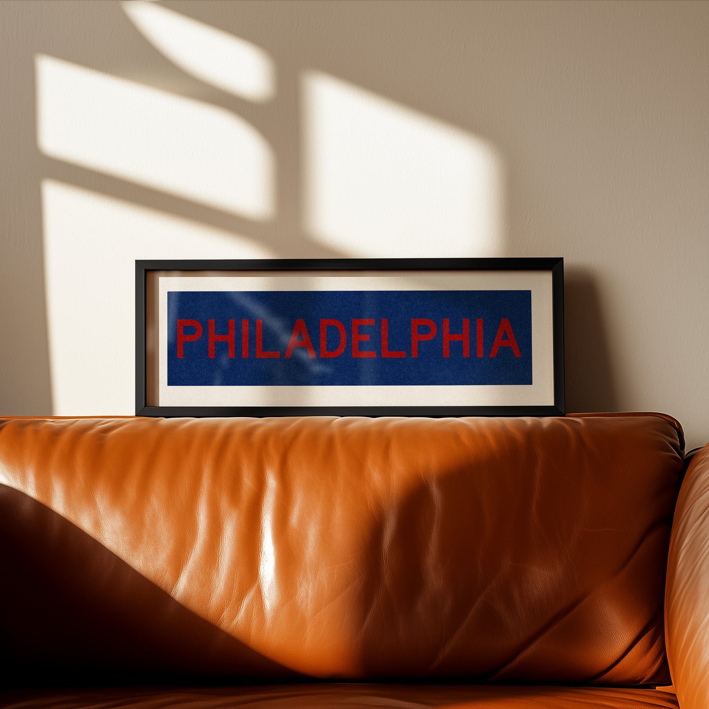 Framed Philadelphia Blue and Red Bus Scroll