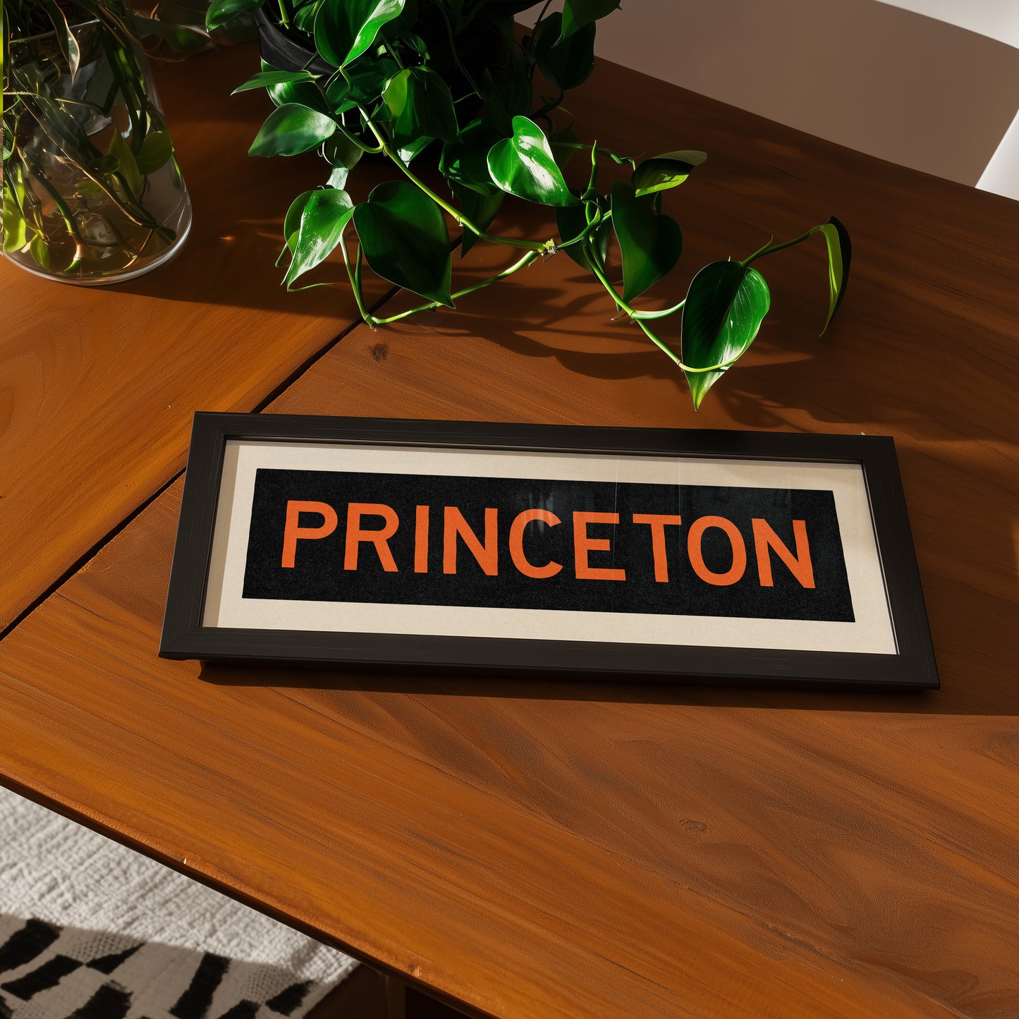 Framed Princeton Black and Orange Bus Scroll