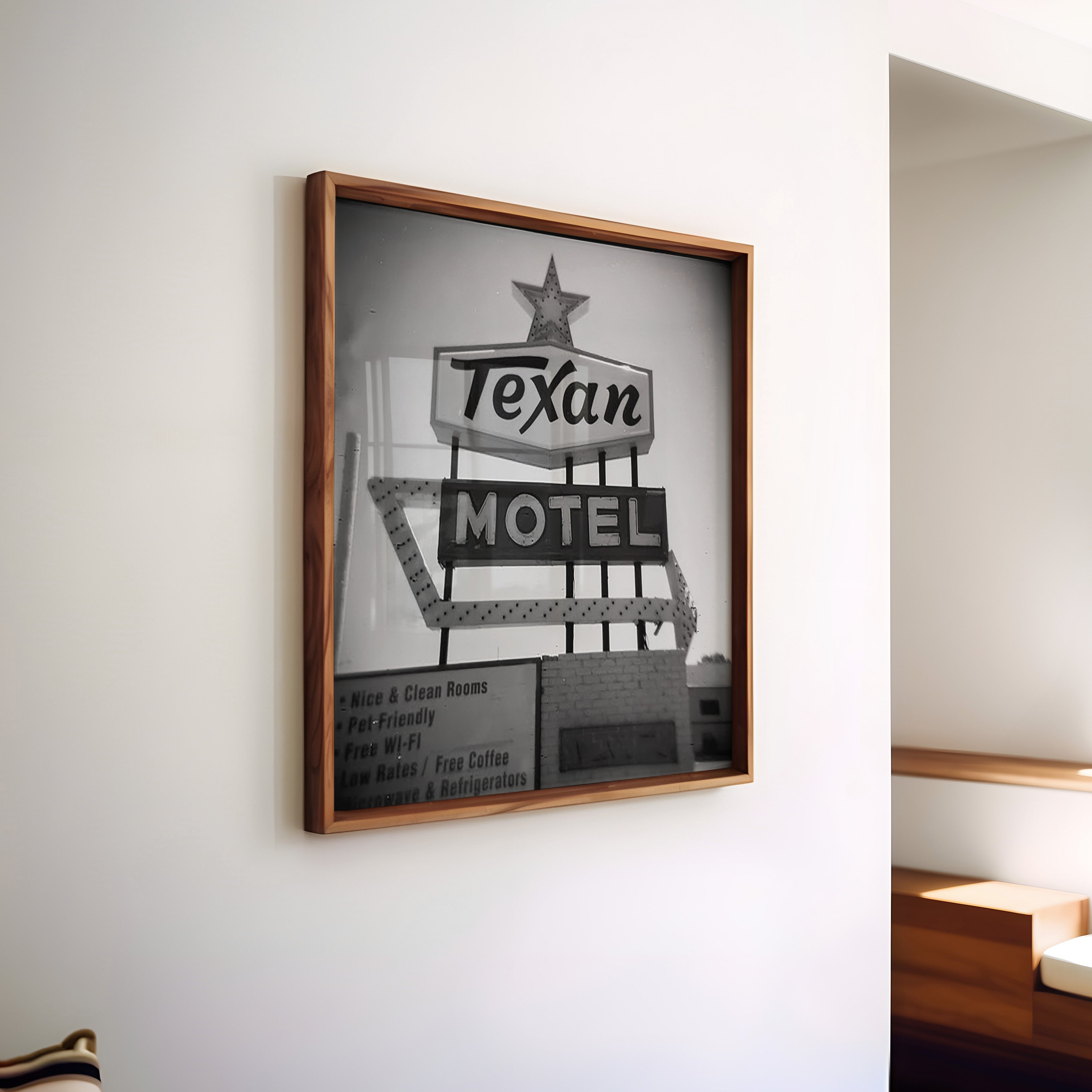 Texan Motel Sign Holga Photograph Print - Tejas Country Club