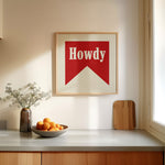 Howdy Banner Tab Typography Square Art Print - Tejas Country Club