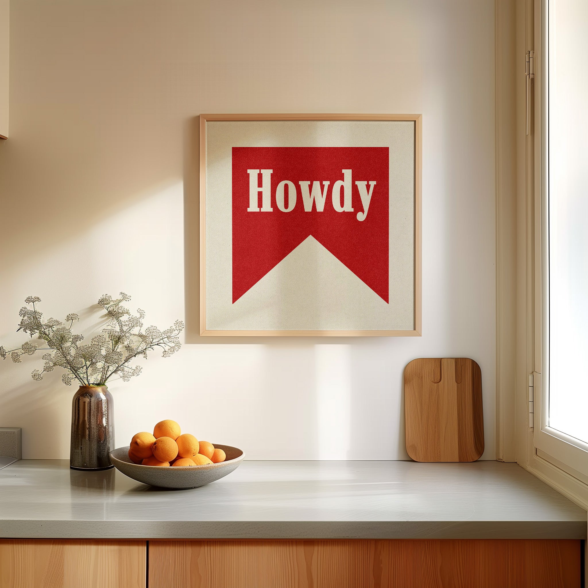 Howdy Banner Tab Typography Square Art Print - Tejas Country Club