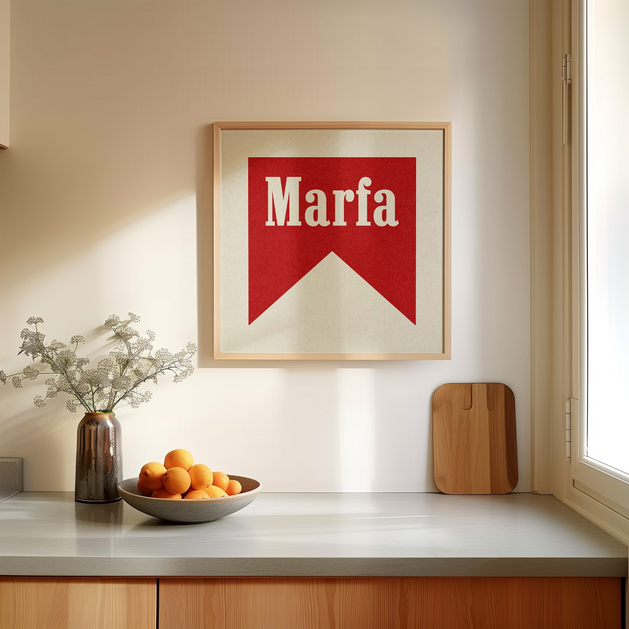 Marfa Texas Banner Typography Square Art Home Decor Print Poster - Tejas Country Club