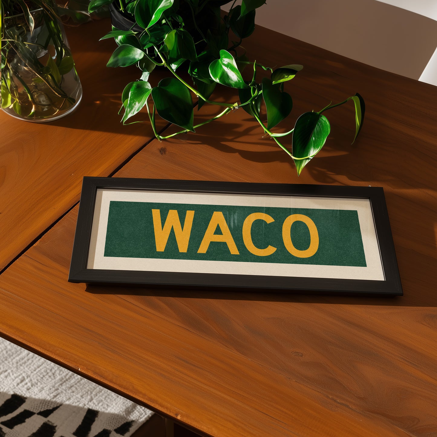 Framed Waco Green Bus Scroll