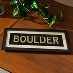 Framed Boulder Black and Gold Bus Scroll - Tejas Country Club
