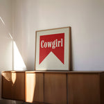 Cowgirl Banner Typography Square Home Decor Art Print Poster - Tejas Country Club
