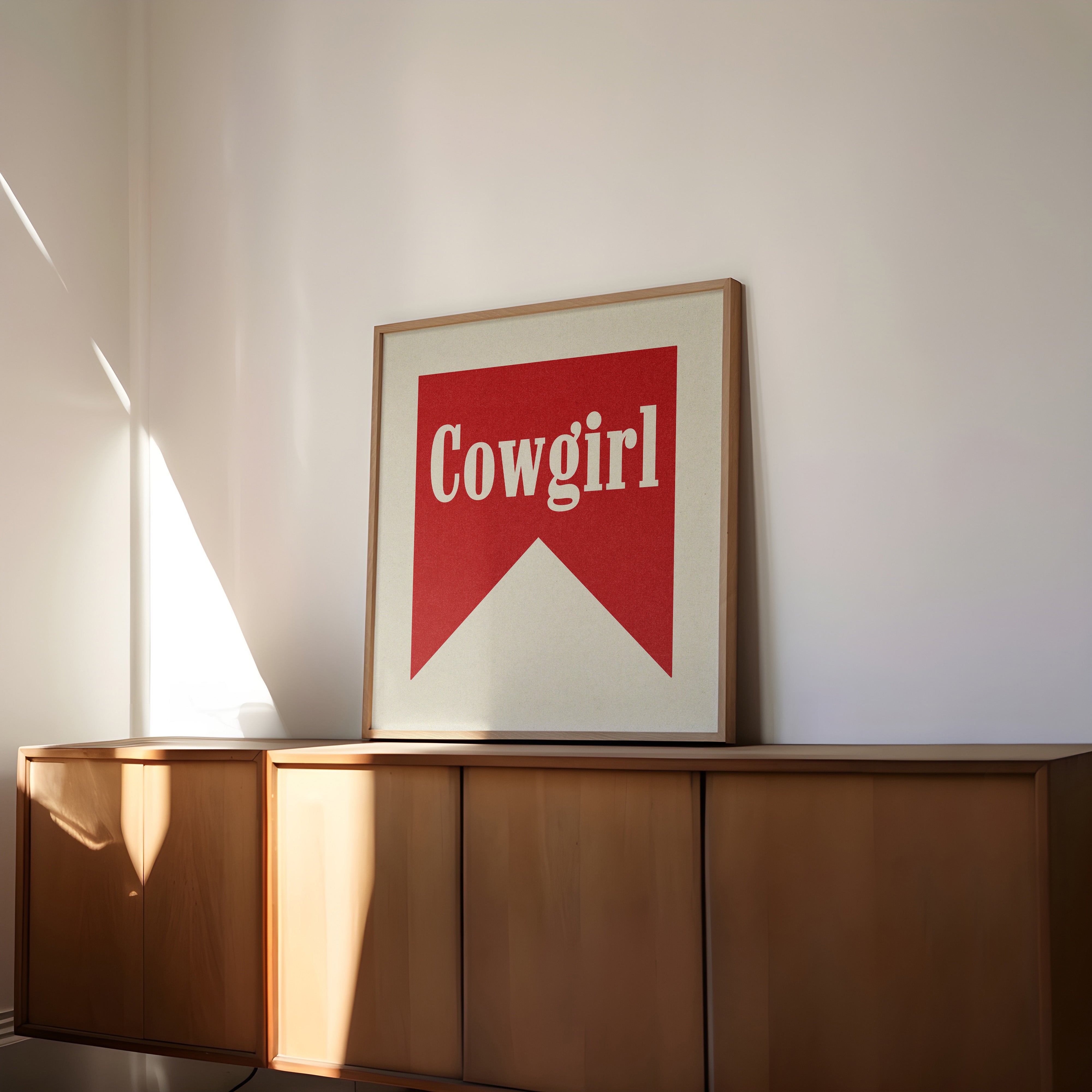 Cowgirl Banner Typography Square Home Decor Art Print Poster - Tejas Country Club