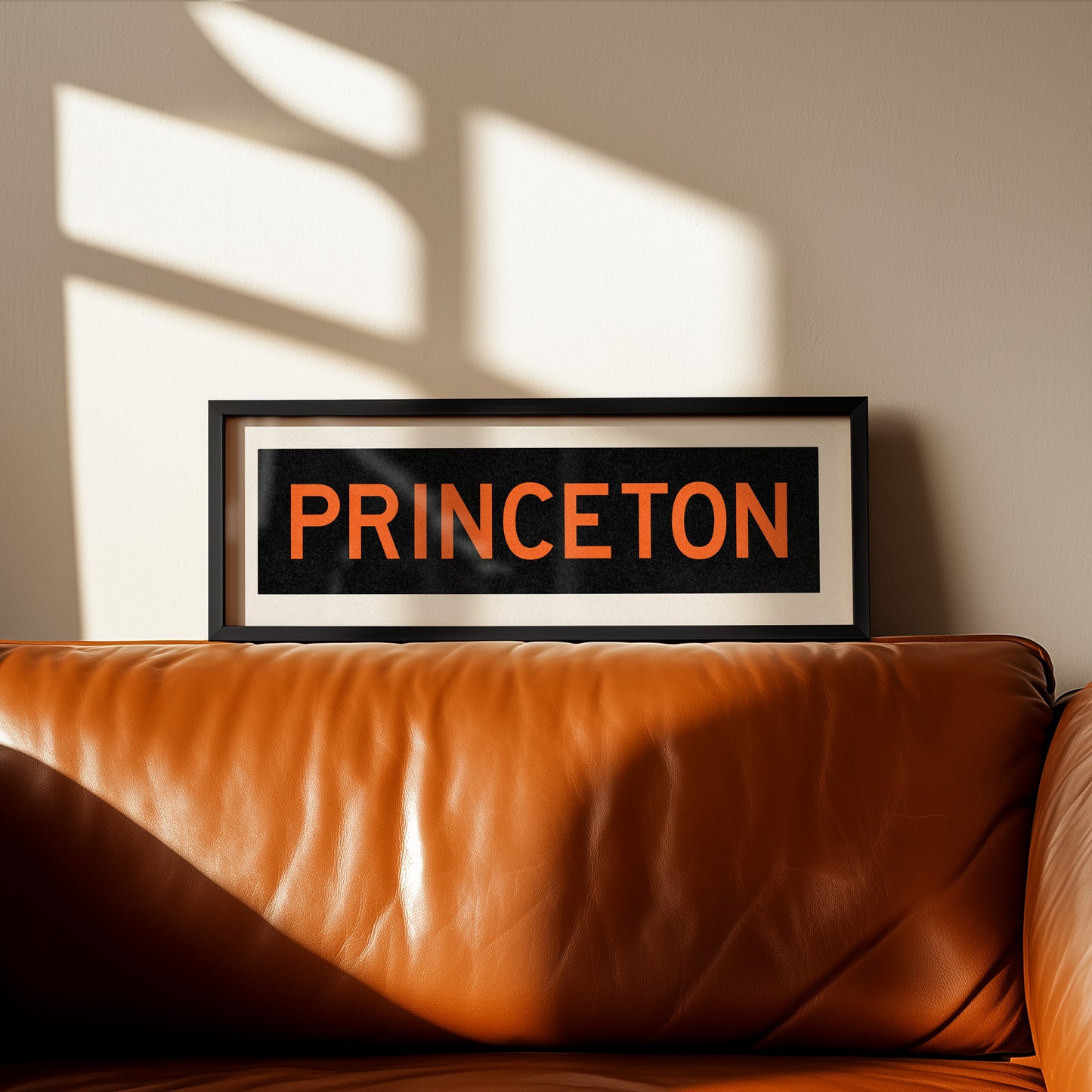 Framed Princeton Black and Orange Bus Scroll