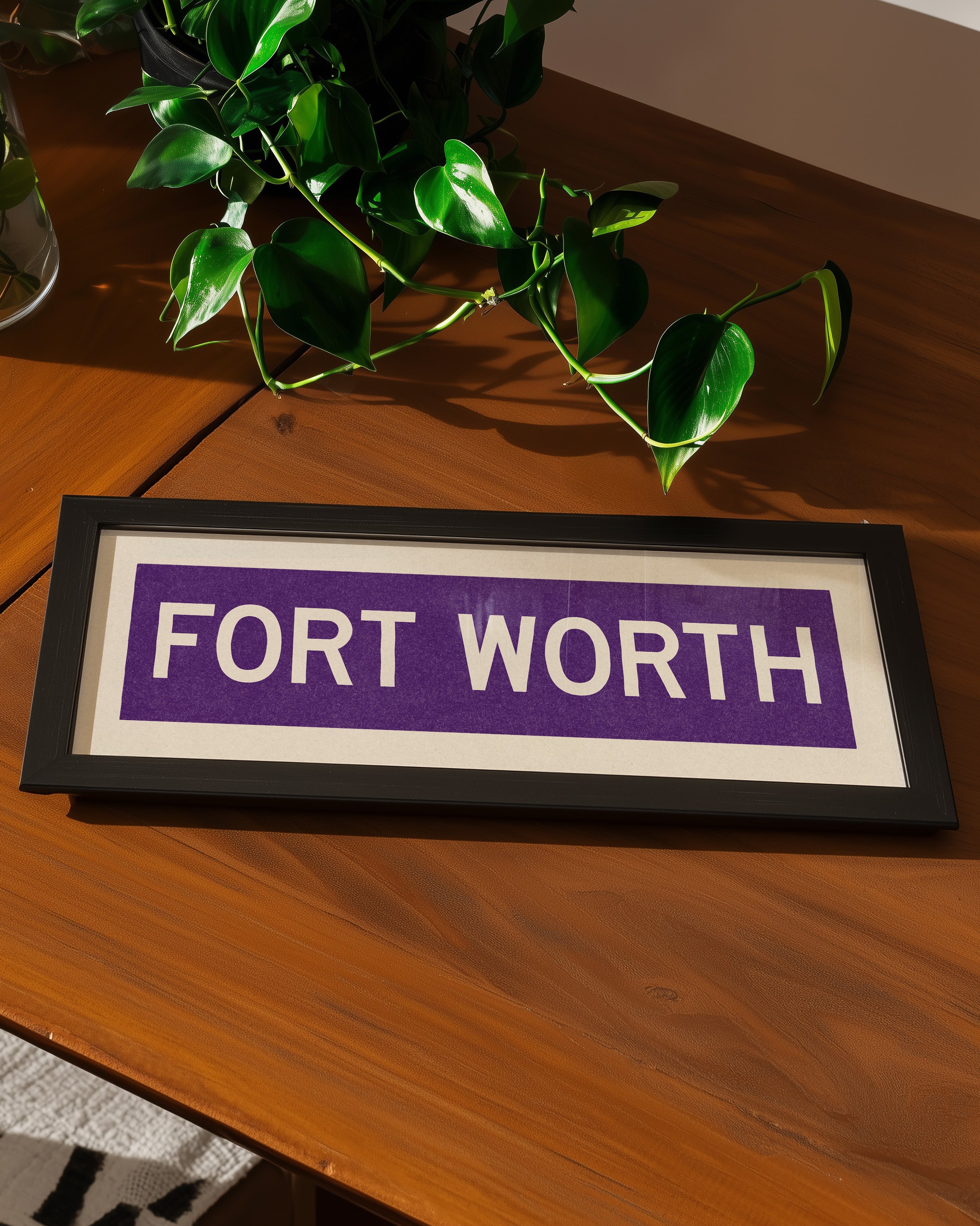 Framed Fort Worth Purple Bus Scroll - Tejas Country Club