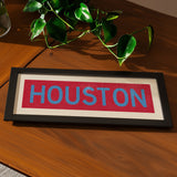 Framed Houston Baby Blue Bus Scroll - Tejas Country Club