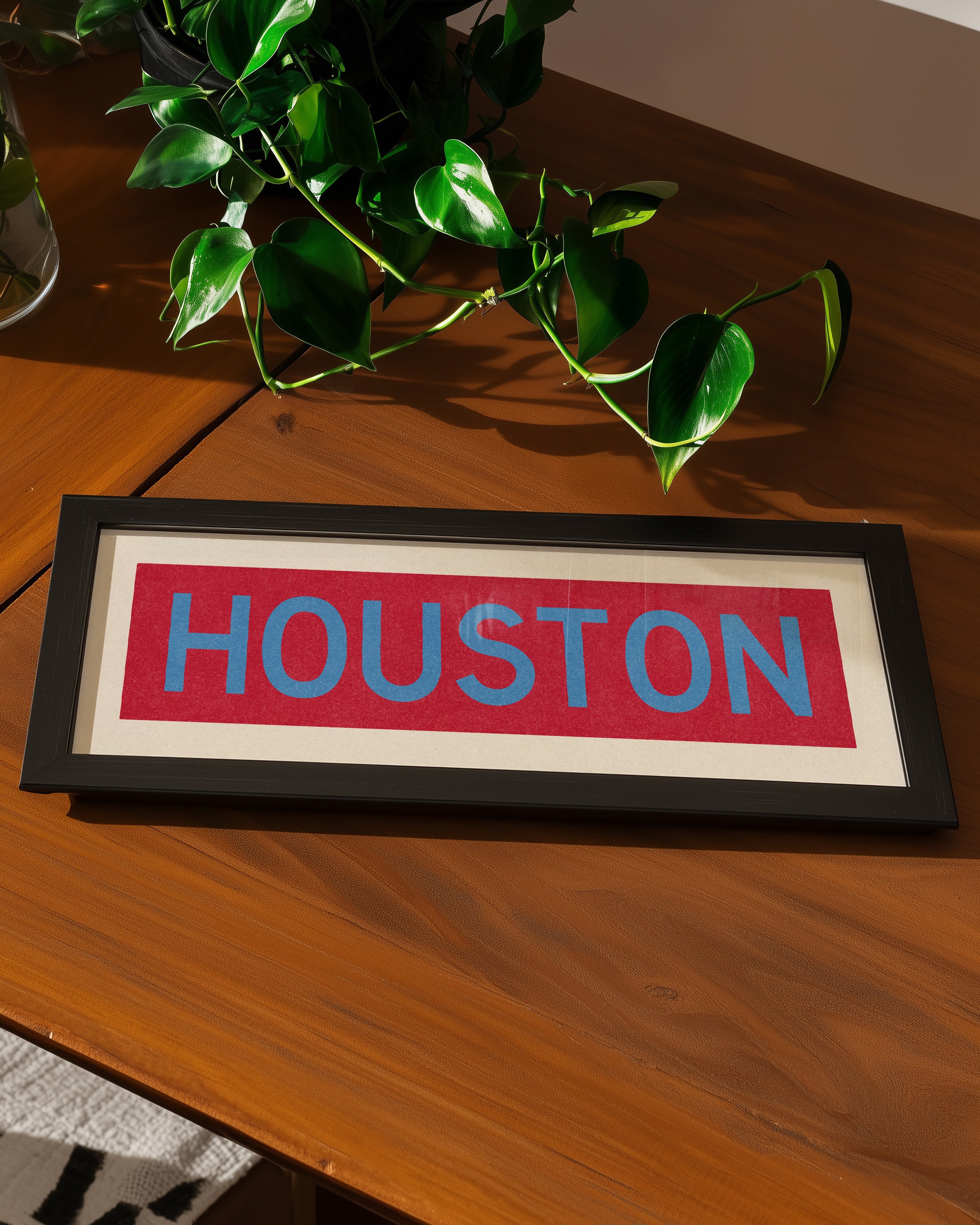 Framed Houston Baby Blue Bus Scroll - Tejas Country Club