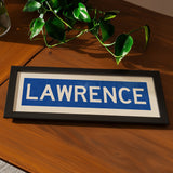 Framed Lawrence Blue Bus Scroll - Tejas Country Club