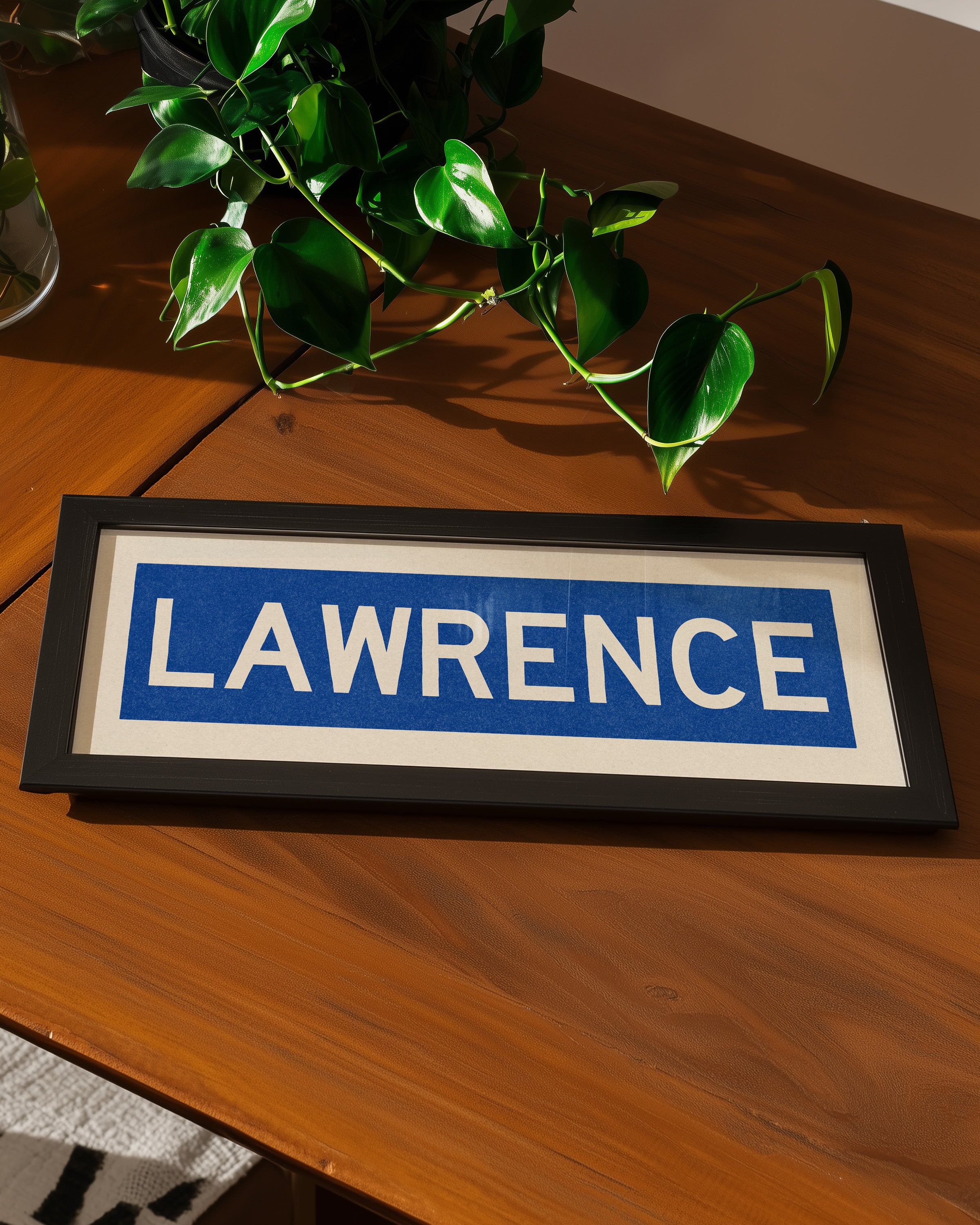 Framed Lawrence Blue Bus Scroll - Tejas Country Club