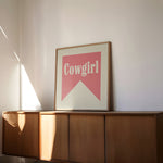 Cowgirl Pink Banner Tab Typography Square Art Print - Tejas Country Club