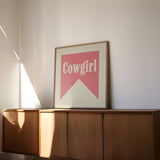 Cowgirl Pink Banner Tab Typography Square Art Print - Tejas Country Club