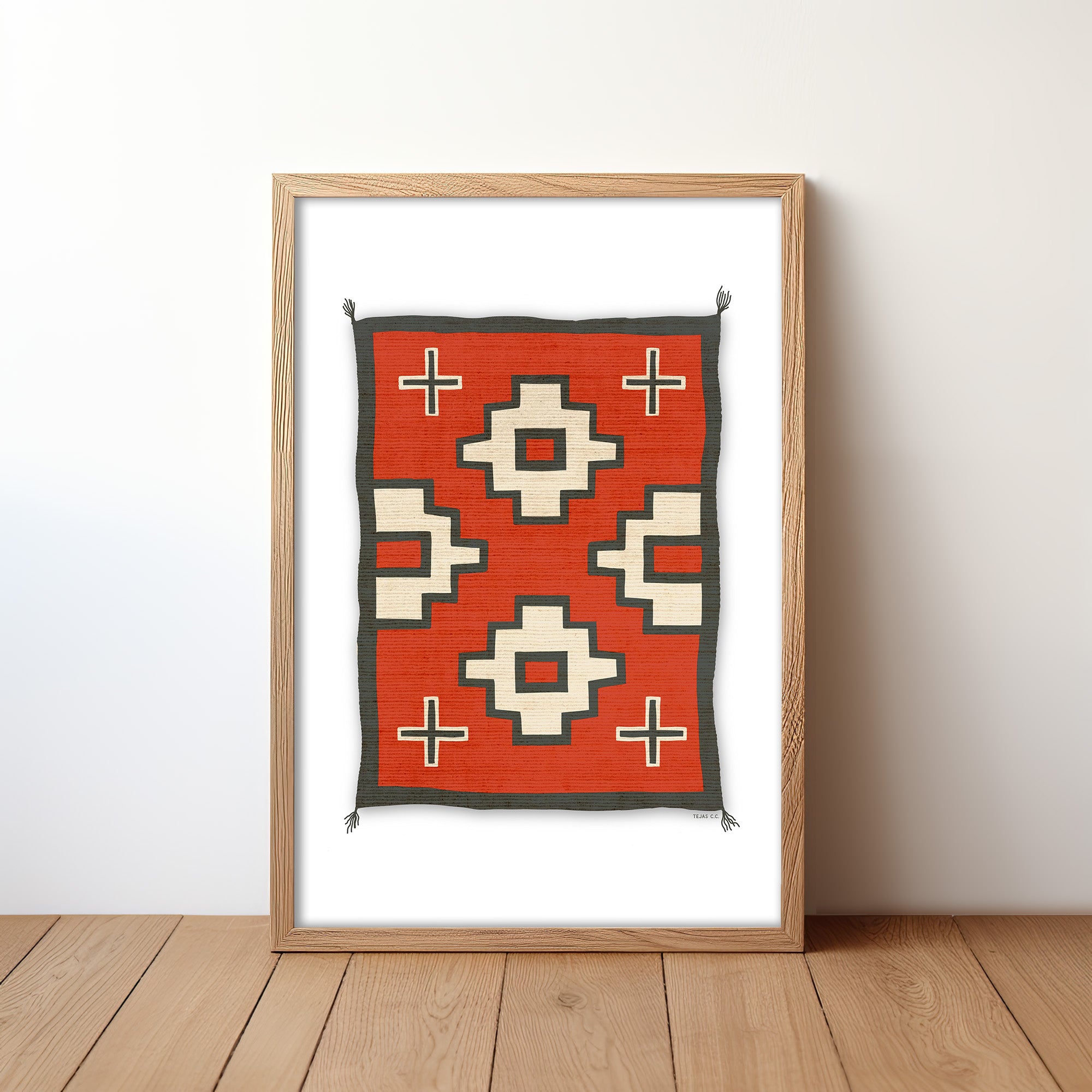 Southwestern Native Style Crosses Rug Art Print - Tejas Country Club