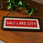 Framed Salt Lake City Red Bus Scroll - Tejas Country Club