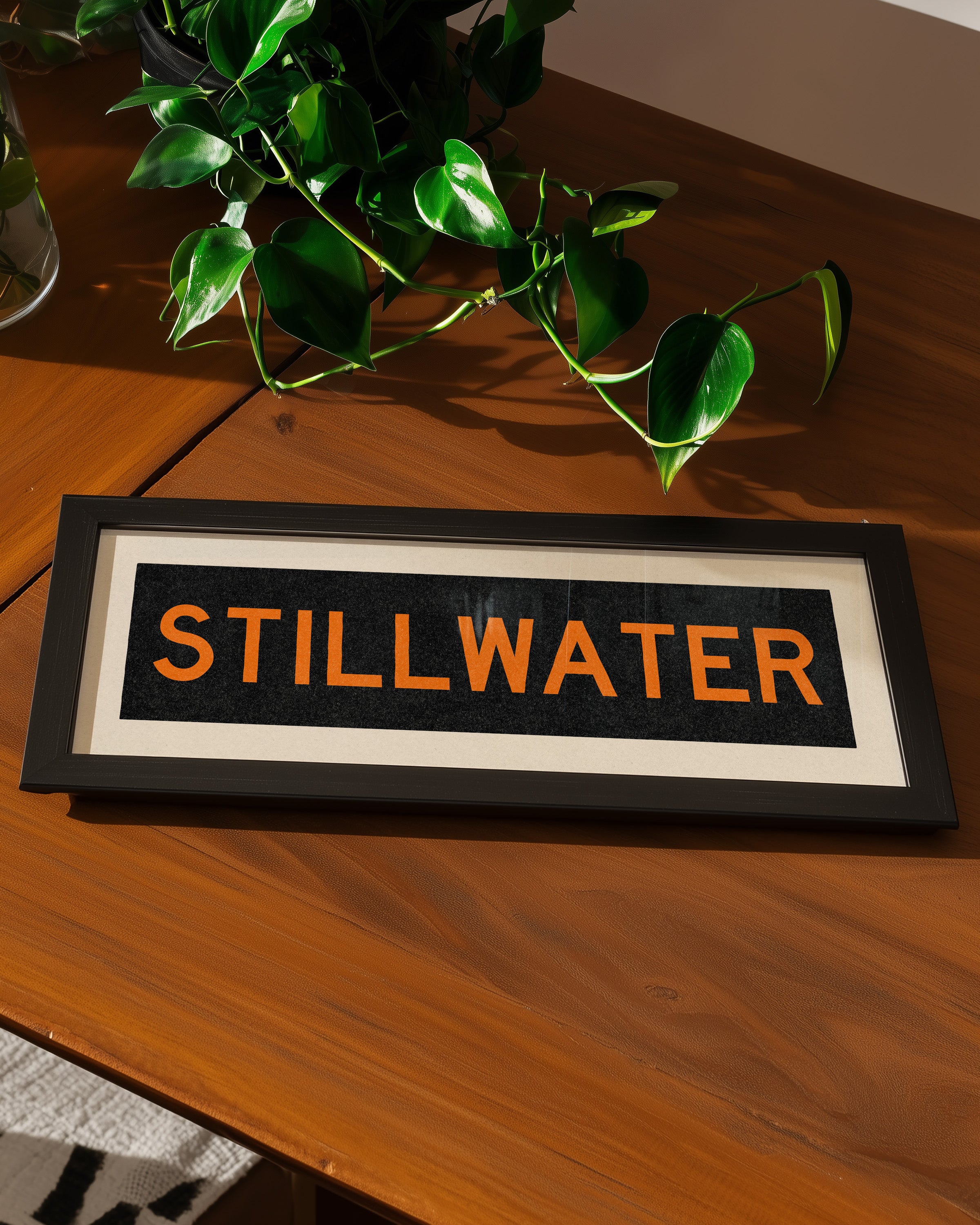Framed Stillwater Orange Bus Scroll - Tejas Country Club