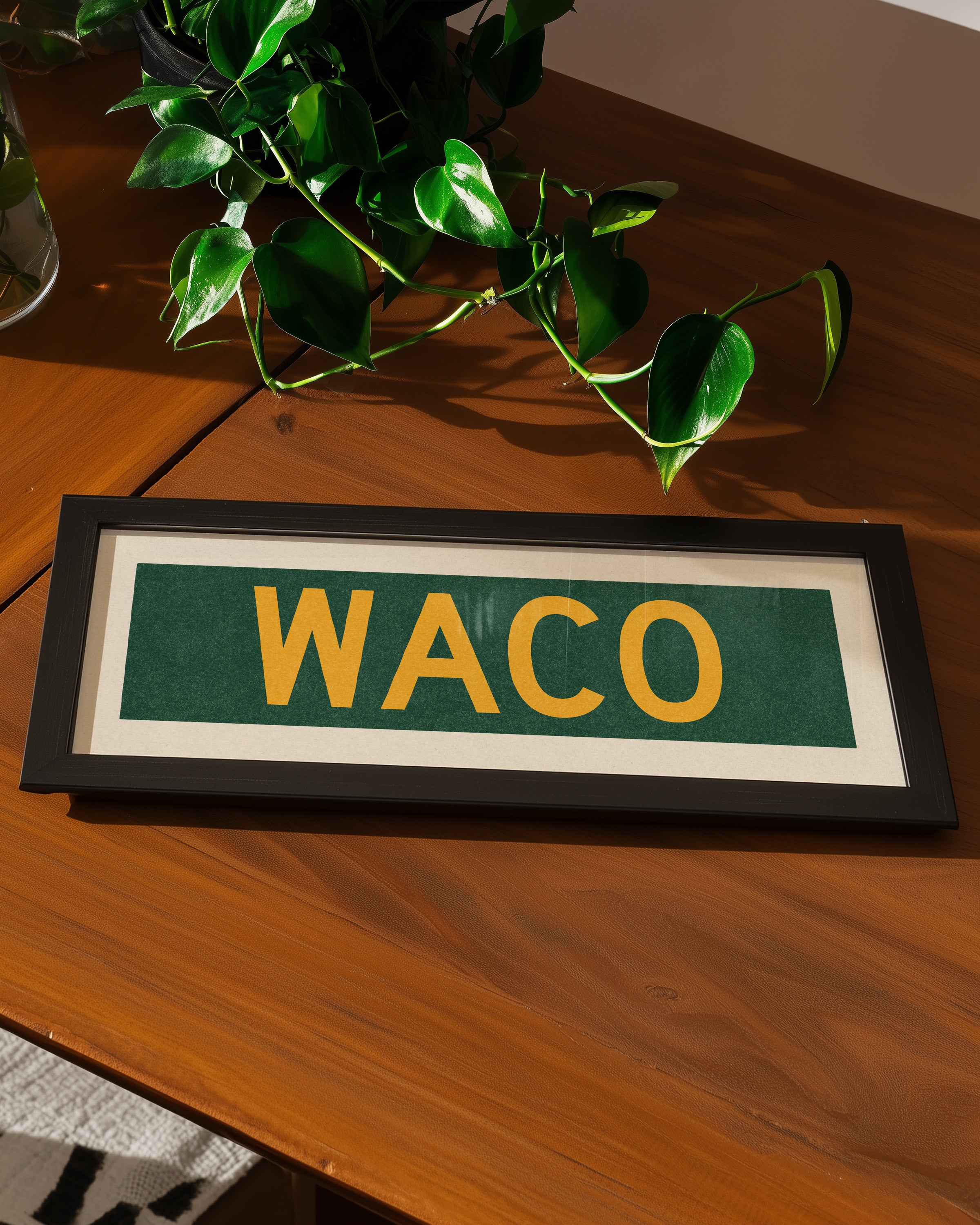 Framed Waco Green Bus Scroll - Tejas Country Club
