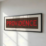 Framed Providence Brown and Red Bus Scroll - Tejas Country Club