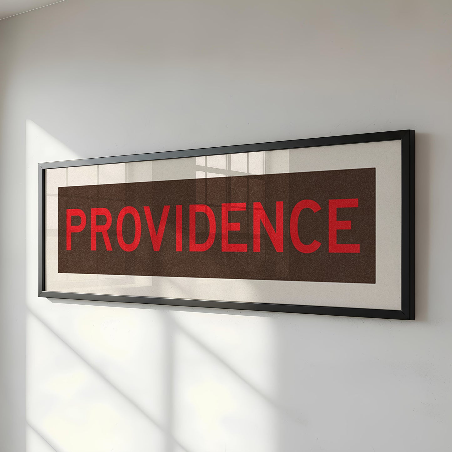 Framed Providence Brown and Red Bus Scroll
