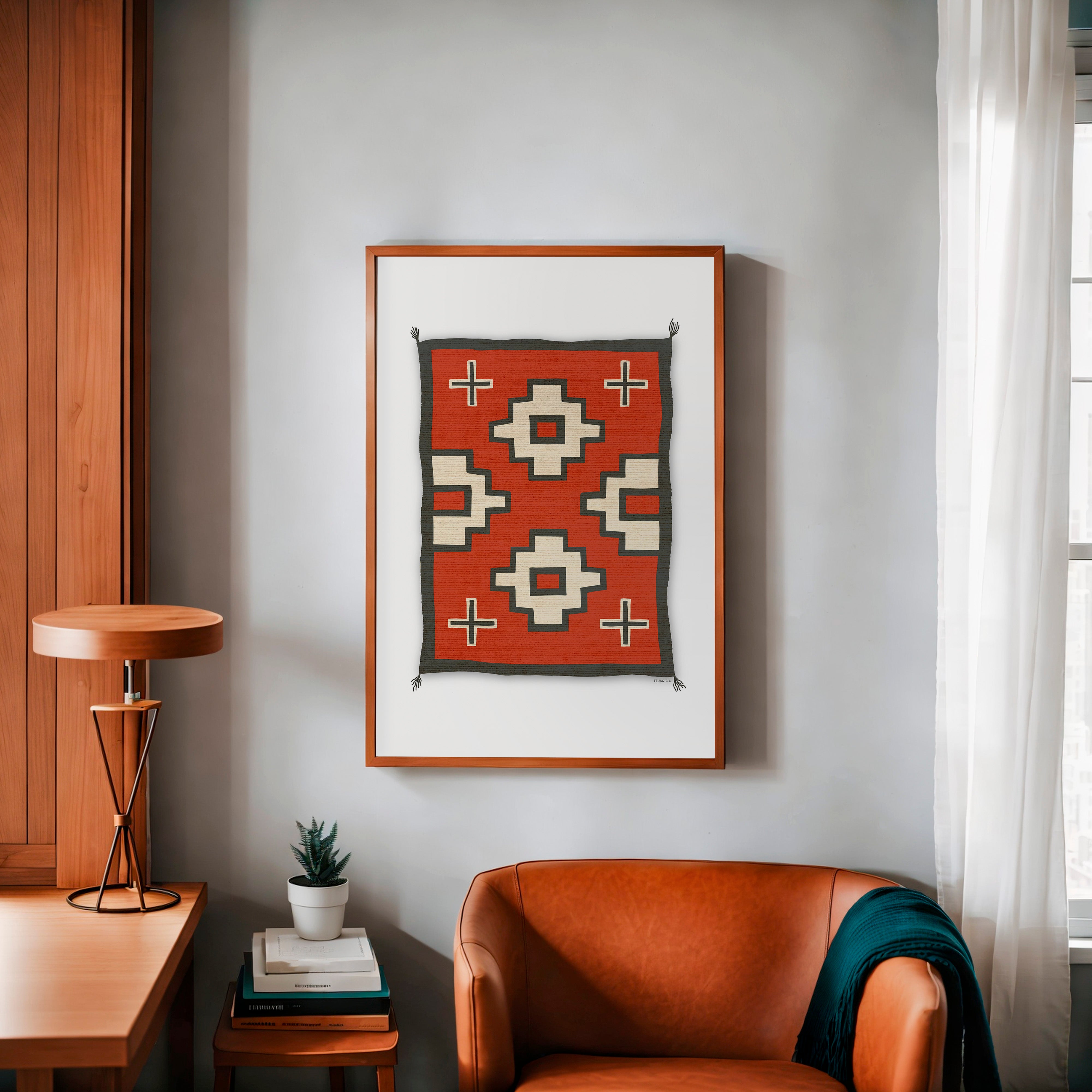 Southwestern Native Style Crosses Rug Art Print - Tejas Country Club