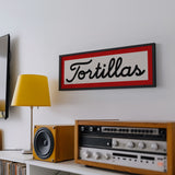 Framed Tortillas Black White Red Art Print - Tejas Country Club
