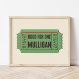 Good For One Mulligan Ticket Stub Art Print - Tejas Country Club